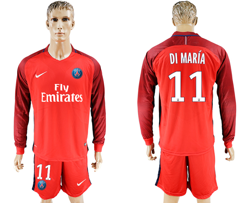 2016-17 Paris Saint-Germain 11 DI MARIA Away Long Sleeve Soccer Jersey