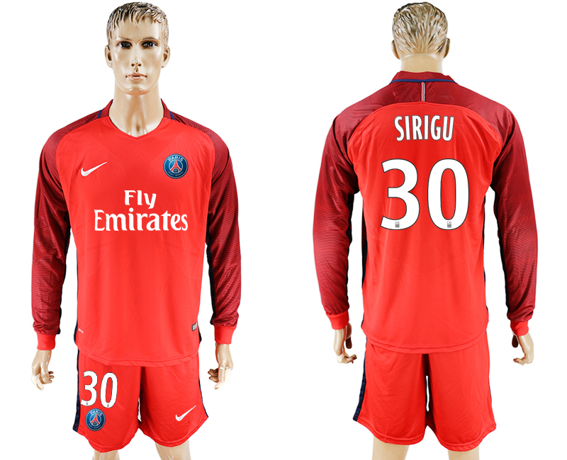 2016-17 Paris Saint-Germain 30 SIRIGU Away Long Sleeve Soccer Jersey