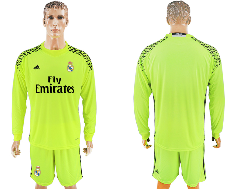 2016-17 Real Madrid Fluorescent Green Long Sleeve Goalkeeper Soccer Jersey 2016-17 Real Madrid Fluorescent Green Long Sleeve Goalkeeper Soccer Jersey