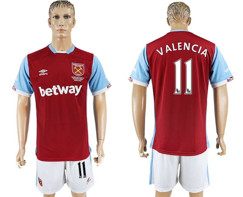 2016-17 West Ham United 11 VALENCIA Home Soccer Jersey