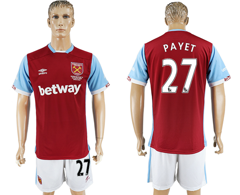 2016-17 West Ham United 27 PAYET Home Soccer Jersey