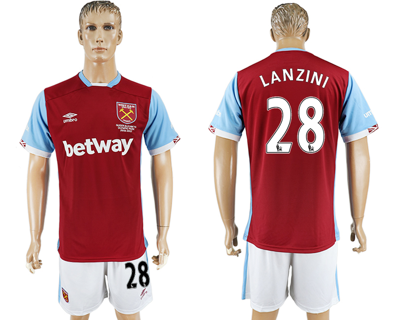 2016-17 West Ham United 28 LANZINI Home Soccer Jersey