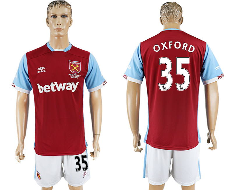 2016-17 West Ham United 35 OXFORD Home Soccer Jersey 2016-17 West Ham United 35 OXFORD Home Soccer Jersey
