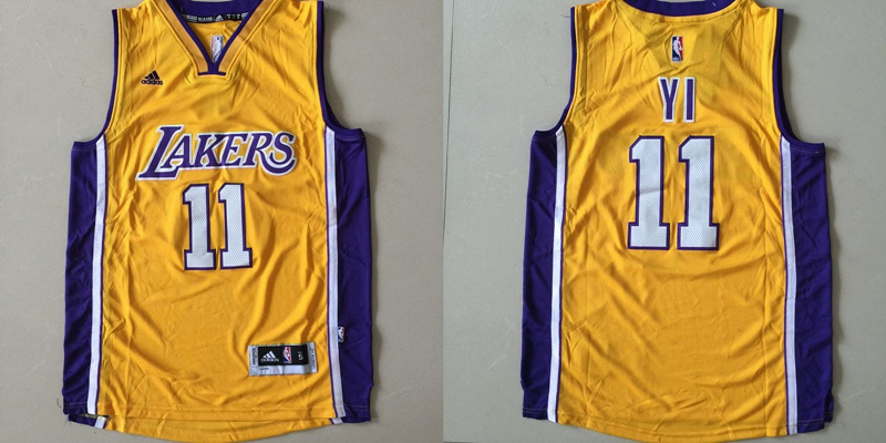 Lakers 11 Yi Jianlian Gold Swingman Jersey Lakers 11 Yi Jianlian Gold Swingman Jersey