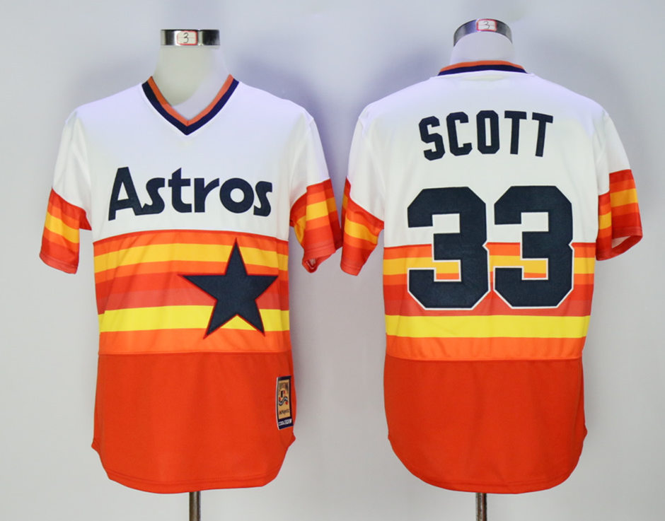 Astros 33 Mike Scott Orange Cool Base Cooperstown Collection Jersey