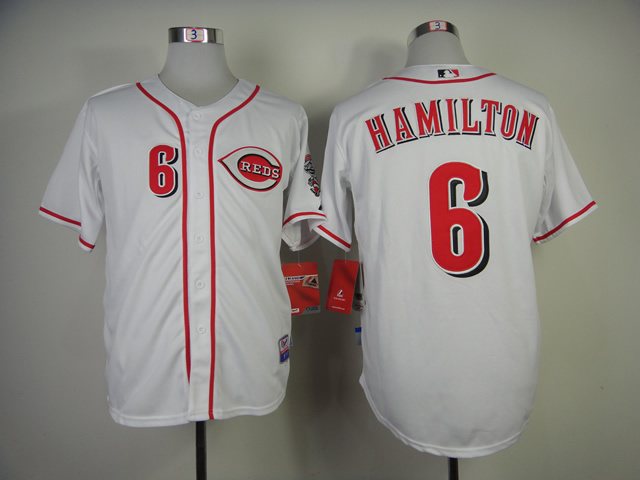 Reds 6 Billy Hamilton White Cool Base Jersey