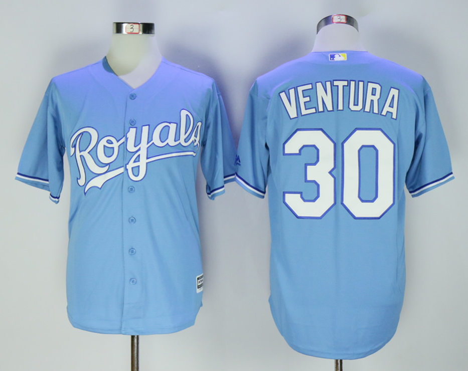 Royals 30 Yordano Ventura Light Blue New Cool Base Jersey