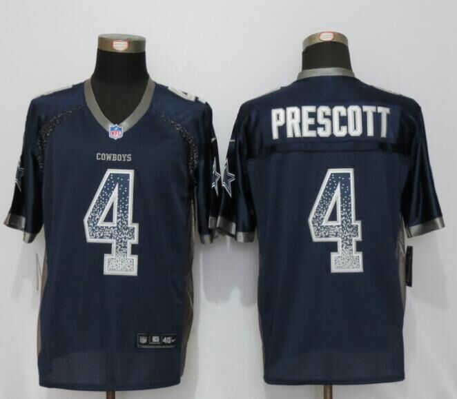 Nike Cowboys 4 Dak Prescott Blue Drift Fashion Elite Jersey