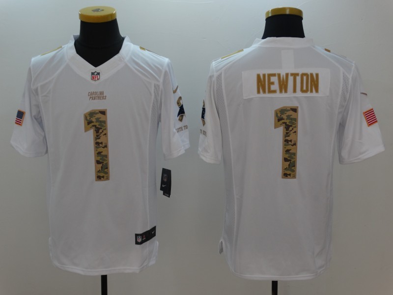 Nike Panthers 1 Cam Newton White Salute To Service Limited Jersey