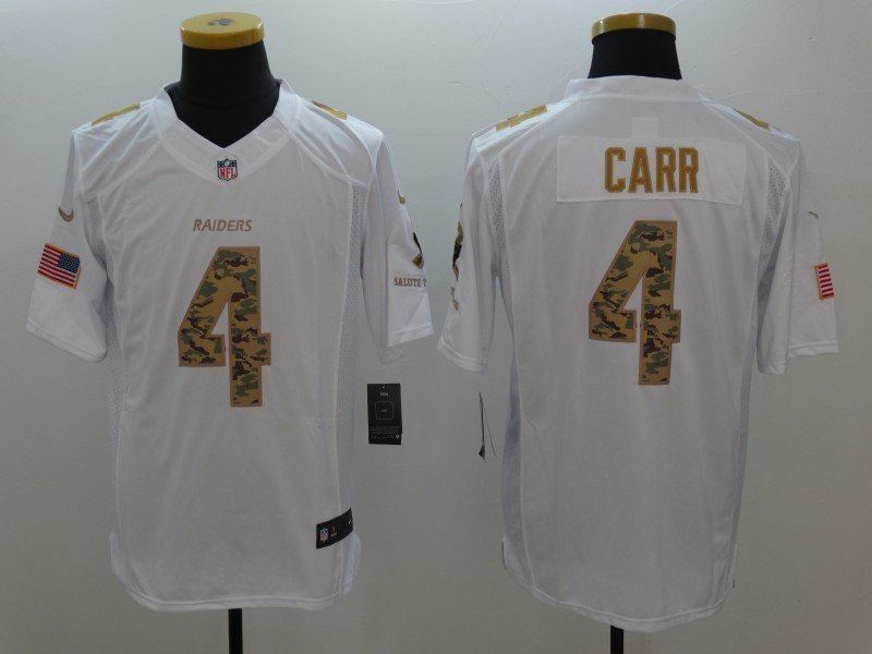 Nike Raiders 4 Derek Carr White Salute To Service Limited Jersey