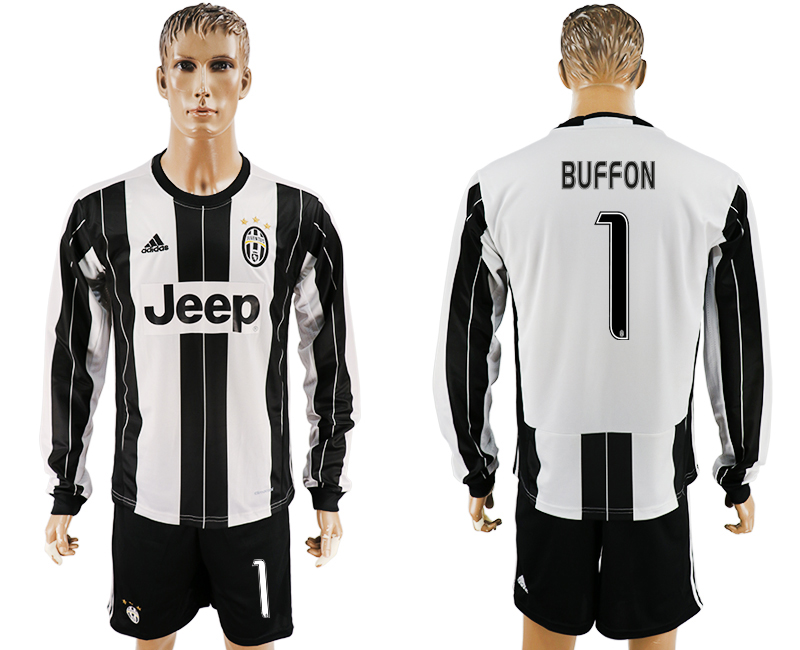 2016-17 Juventus 1 BUFFON Home Long Sleeve Soccer Jersey