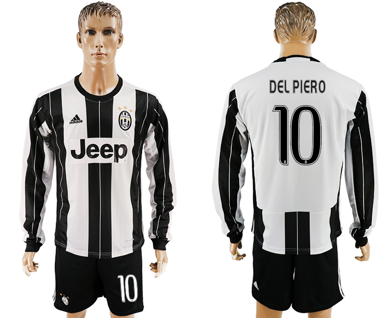 2016-17 Juventus 10 DEL PIERO Home Long Sleeve Soccer Jersey