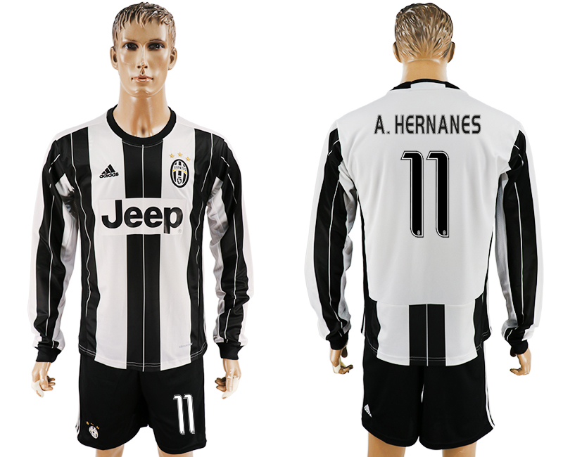 2016-17 Juventus 11 A.HERNANES Home Long Sleeve Soccer Jersey