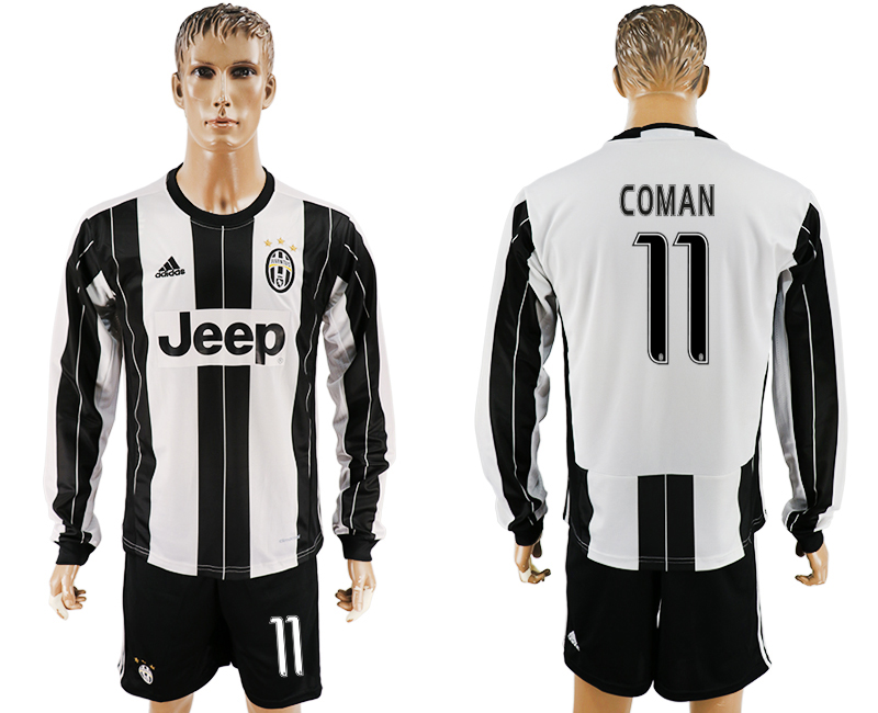 2016-17 Juventus 11 COMAN Home Long Sleeve Soccer Jersey