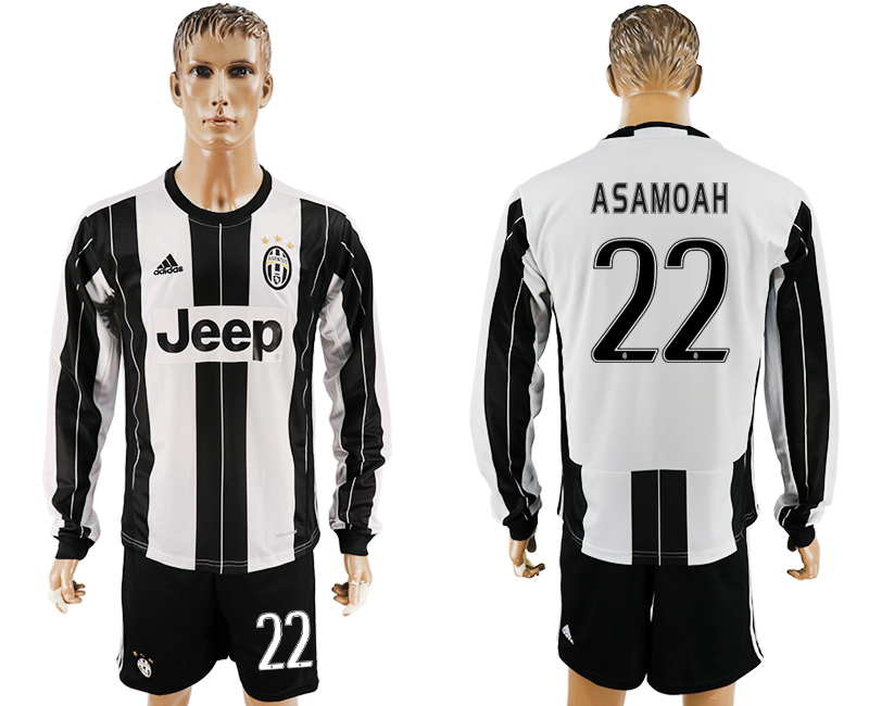 2016-17 Juventus 22 ASAMOAH Home Long Sleeve Soccer Jersey