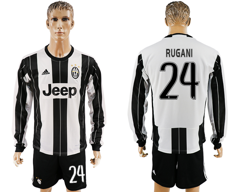 2016-17 Juventus 24 RUGANI Home Long Sleeve Soccer Jersey