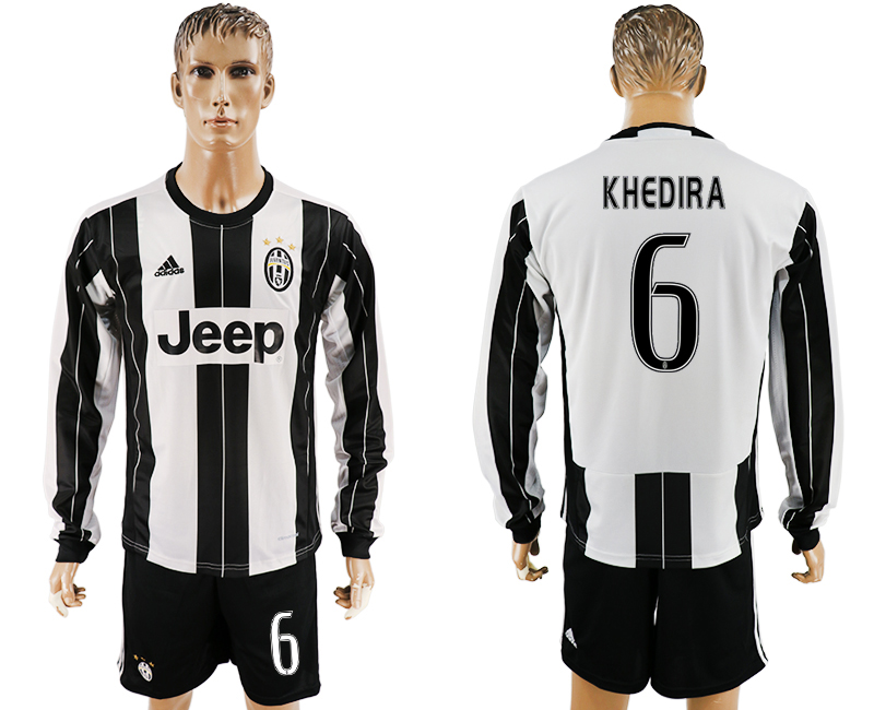 2016-17 Juventus 6 KHEDIRA Home Long Sleeve Soccer Jersey