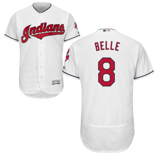 Indians 8 Albert Belle White Flexbase Jersey