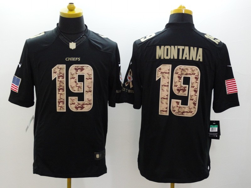 Nike Chiefs 19 Joe Montana Black Salute To Service Limited Jersey