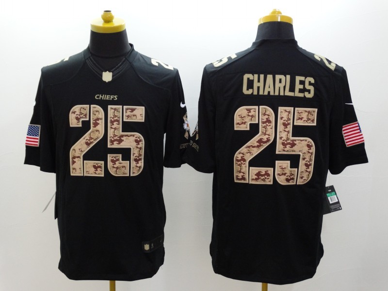 Nike Chiefs 25 Jamaal Charles Black Salute To Service Limited Jersey