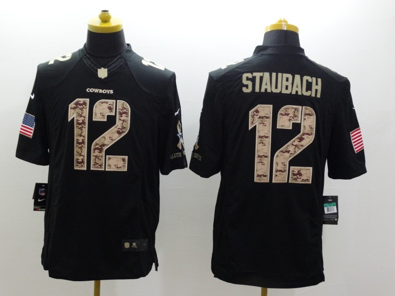Nike Cowboys 12 Roger Staubach Black Salute To Service Limited Jersey