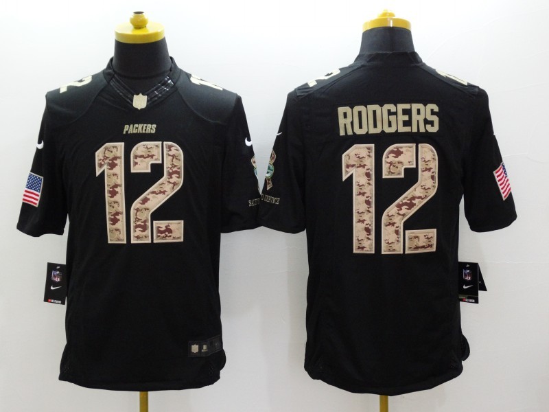 Nike Packers 12 Aaron Rodgers Black Salute To Service Limited Jersey