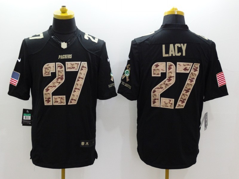 Nike Packers 27 Eddie Lacy Black Salute To Service Limited Jersey