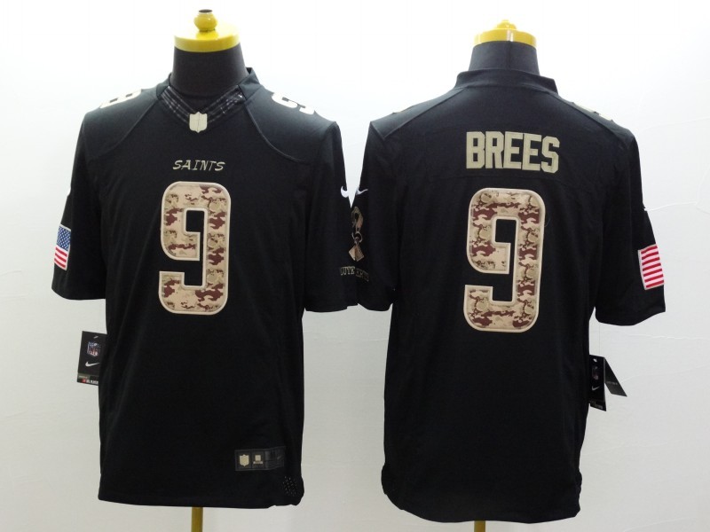 Nike Saints 9 Drew Brees Black Salute To Service Limited Jersey