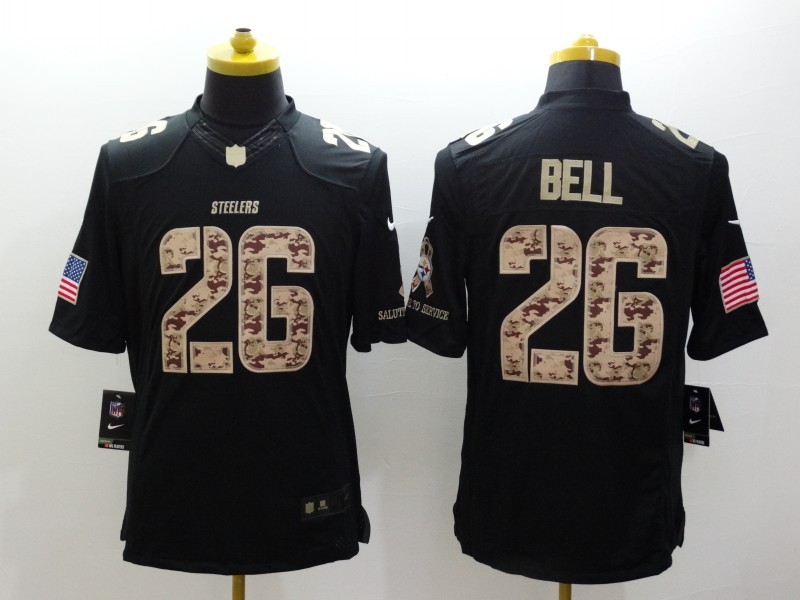 Nike Steelers 26 Le'Veon Bell Black Salute To Service Limited Jersey