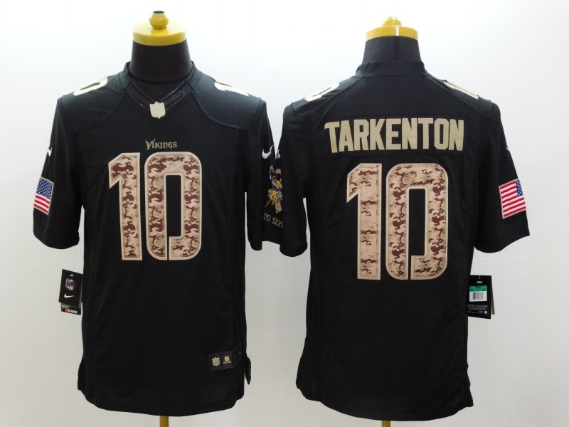 Nike Vikings 10 Fran Tarkenton Black Salute To Service Limited Jersey