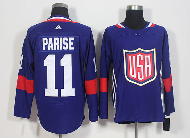 USA 11 Zach Parise Navy 2016 World Cup of Hockey Premier Player Jersey