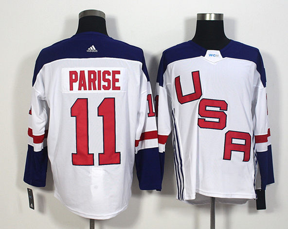 USA 11 Zach Parise White 2016 World Cup of Hockey Premier Player Jersey - Click Image to Close