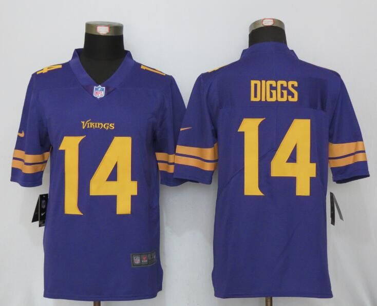 Nike Vikings 14 Stefon Diggs Purple Youth Color Rush Limited Jersey - Click Image to Close