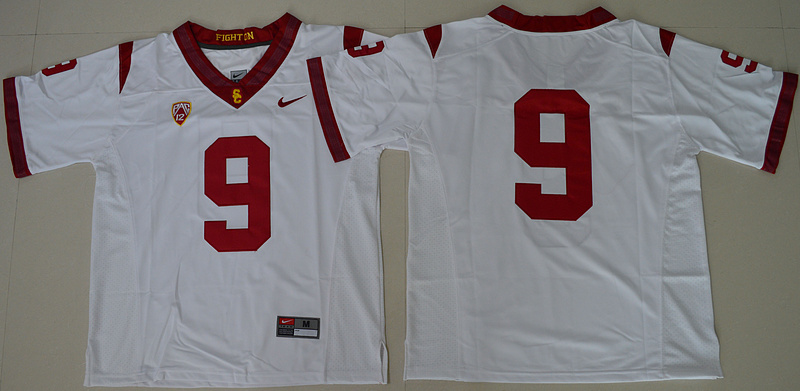 USC Trojans #9 White College Football Jersey - Click Image to Close