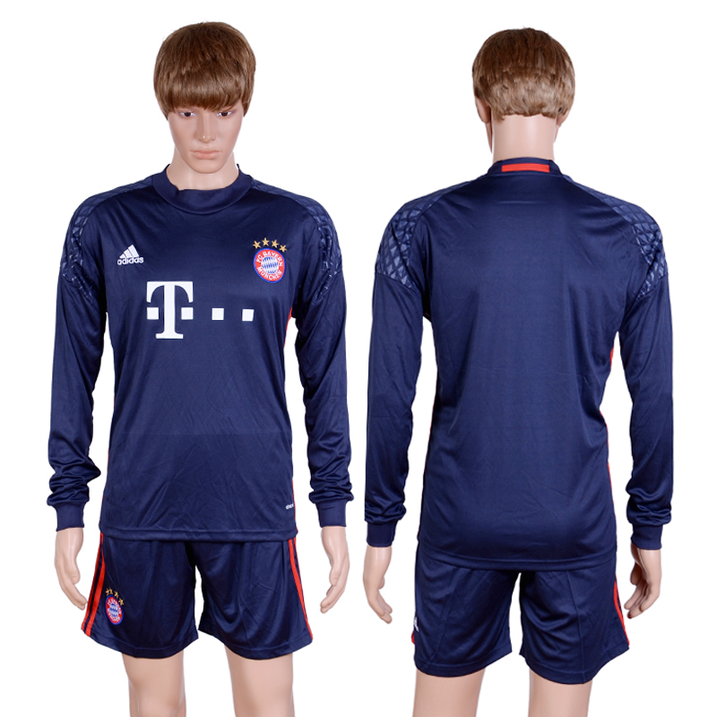 2016-17 Bayern Munich Navy Long Sleeve Goalkeeper Soccer Jersey