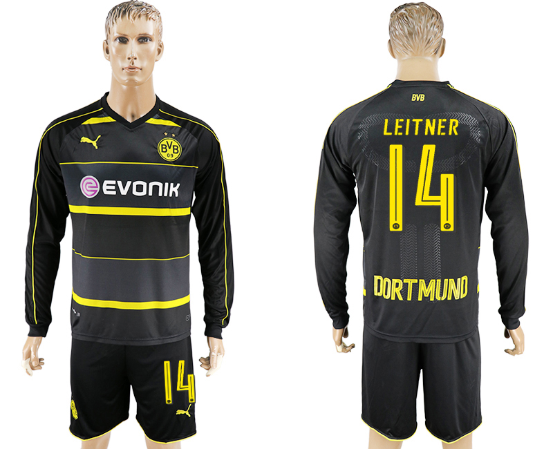 2016-17 Dortmund 14 LEITNER Away Long Sleeve Soccer Jersey