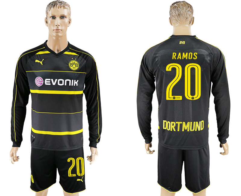2016-17 Dortmund 20 RAMOS Away Long Sleeve Soccer Jersey