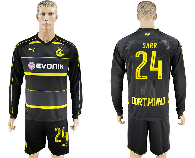 2016-17 Dortmund 24 SARR Away Long Sleeve Soccer Jersey