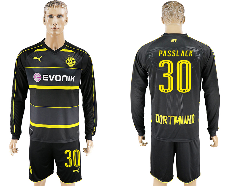 2016-17 Dortmund 30 PASSLACK Away Long Sleeve Soccer Jersey