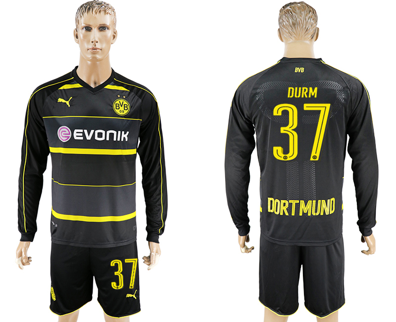 2016-17 Dortmund 37 DURM Away Long Sleeve Soccer Jersey