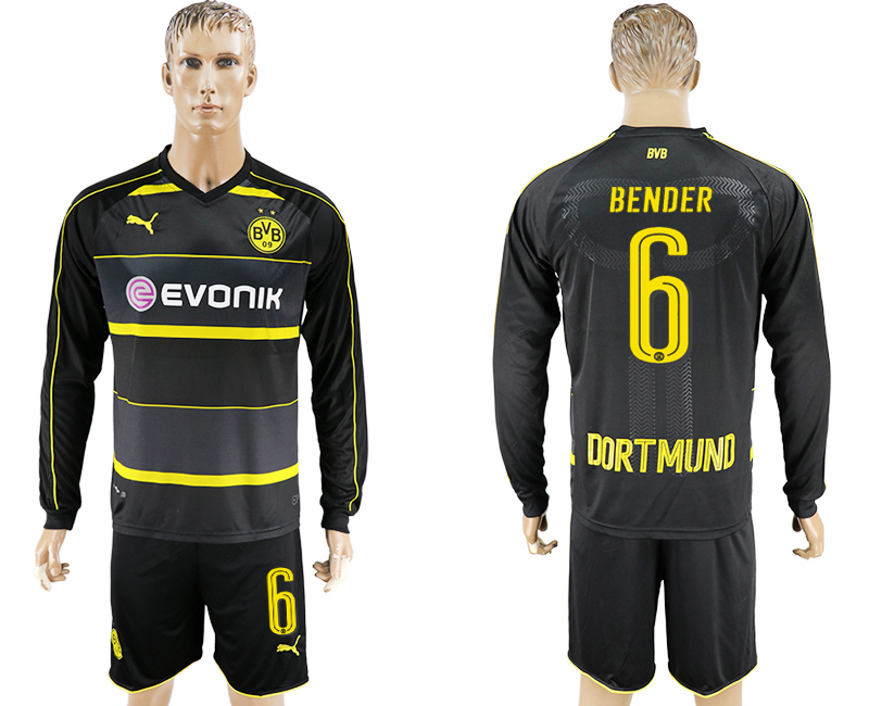 2016-17 Dortmund 6 BENDER Away Long Sleeve Soccer Jersey