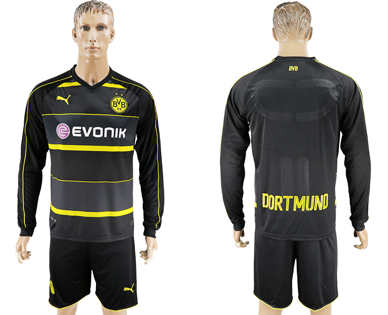 2016-17 Dortmund Away Long Sleeve Soccer Jersey