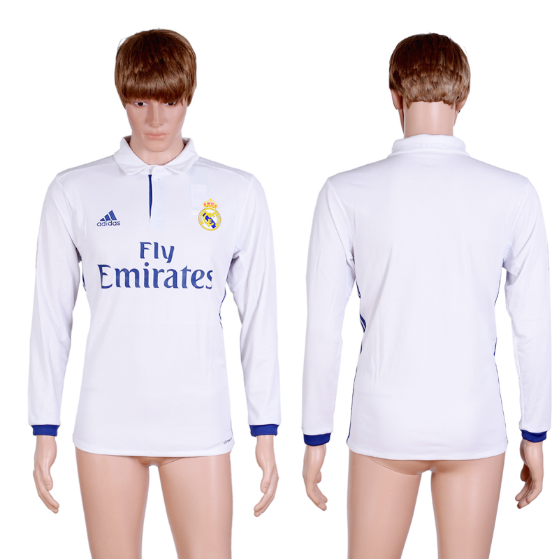 2016-17 Real Madrid Home Long Sleeve Thailand Soccer Jersey