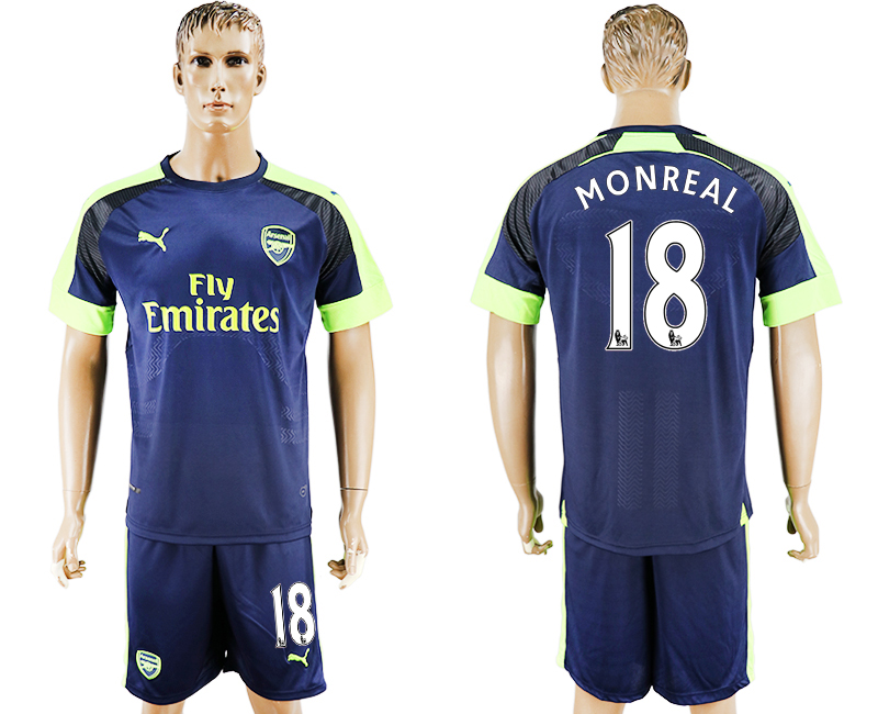 2016-17 Arsenal 18 MONREAL Third Away Soccer Jersey
