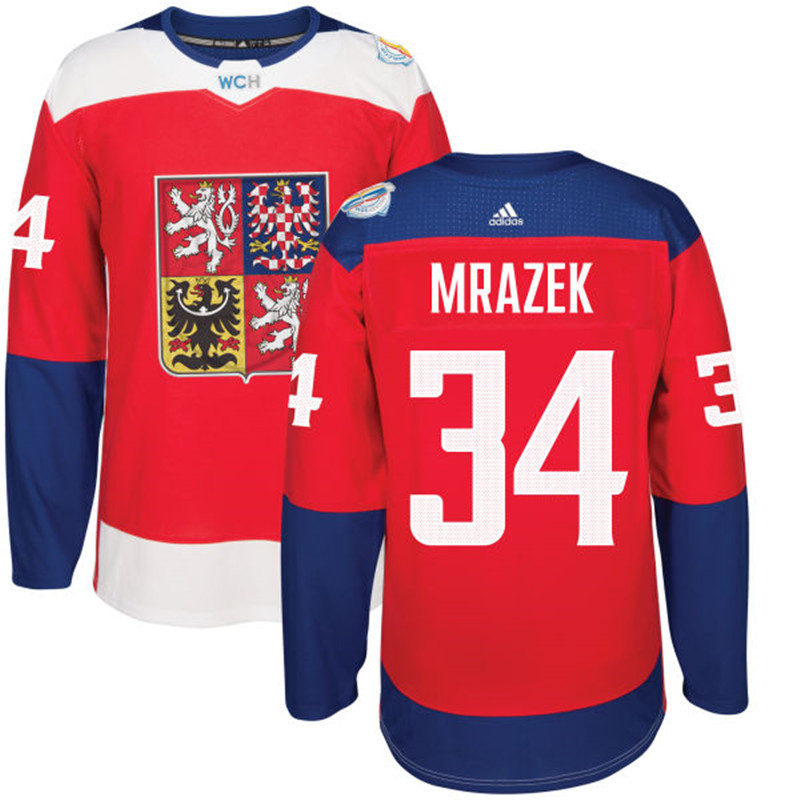Czech Republic 34 Petr Mrazek Red 2016 World Cup Of Hockey Premier Player Jersey