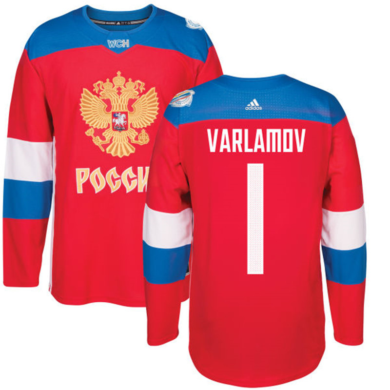 Russia 1 Semyon Varlamov Red 2016 World Cup Of Hockey Premier Player Jersey - Click Image to Close