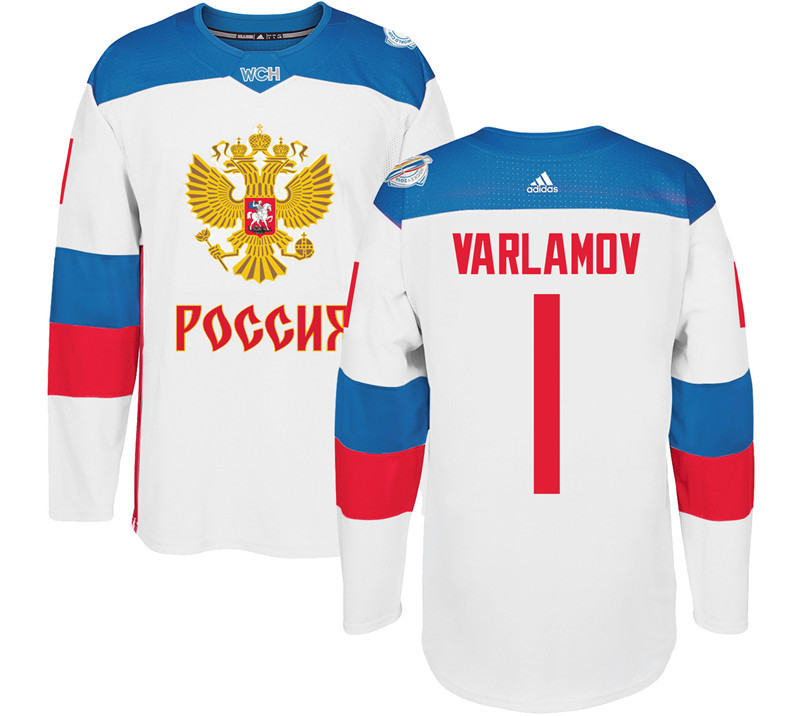 Russia 1 Semyon Varlamov White 2016 World Cup Of Hockey Premier Player Jersey