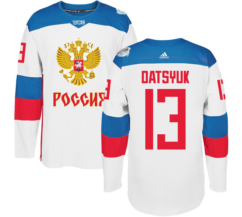Russia 13 Pavel Datsyuk White 2016 World Cup Of Hockey Premier Player Jersey - Click Image to Close