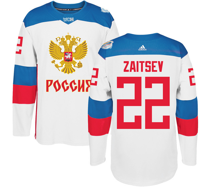Russia 22 Nikita Zaitsev White 2016 World Cup Of Hockey Premier Player Jersey - Click Image to Close