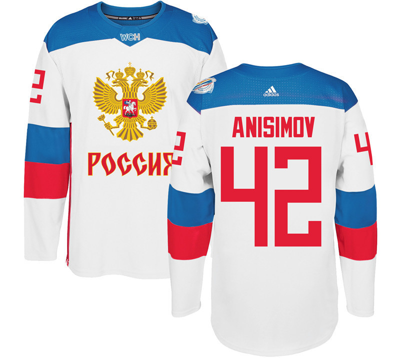 Russia 42 Artem Anisimov White 2016 World Cup Of Hockey Premier Player Jersey